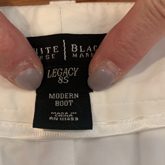 Modern boot cut, white, wide-leg pants. - Picture 8 of 12